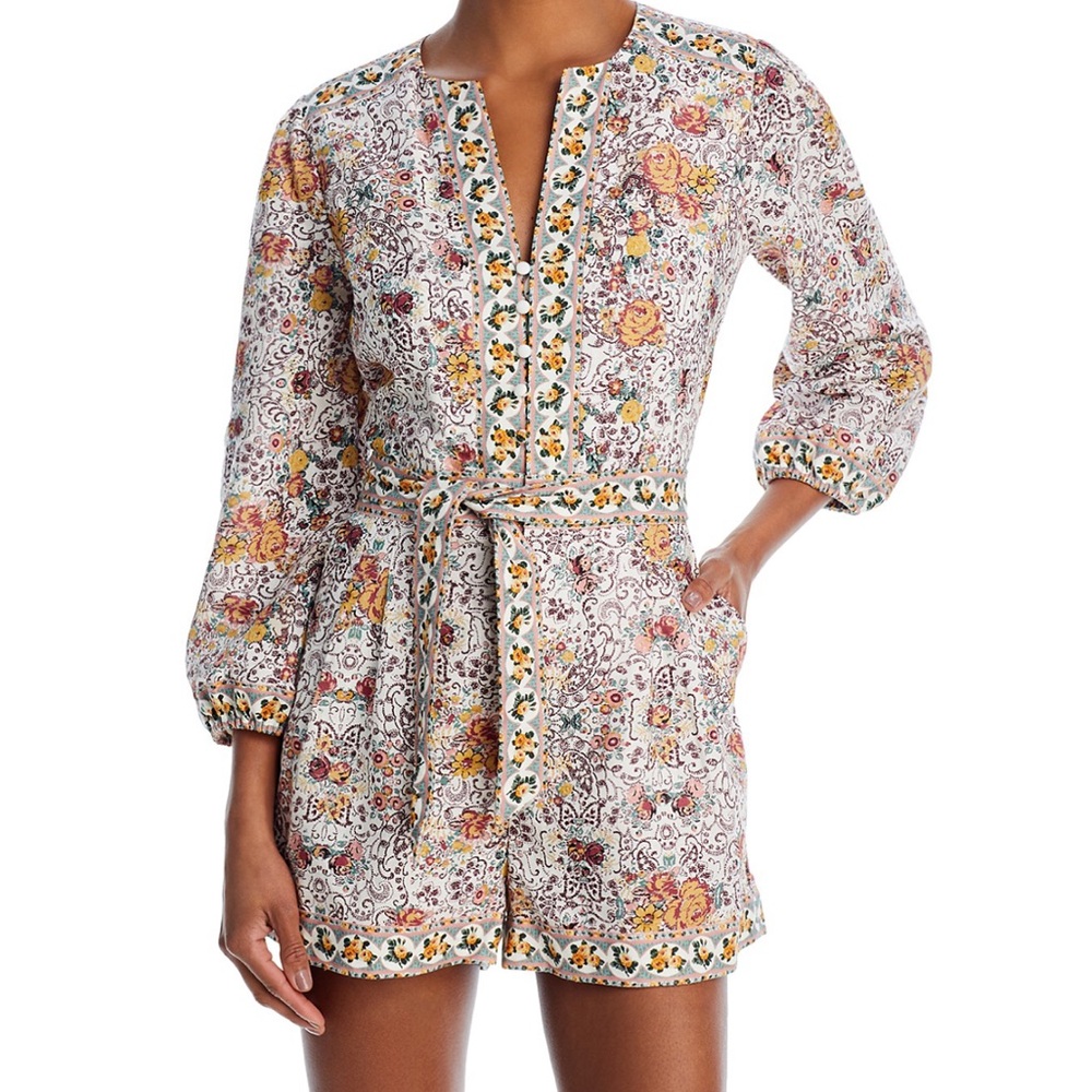 Floral Patterned Long Sleeve Romper
